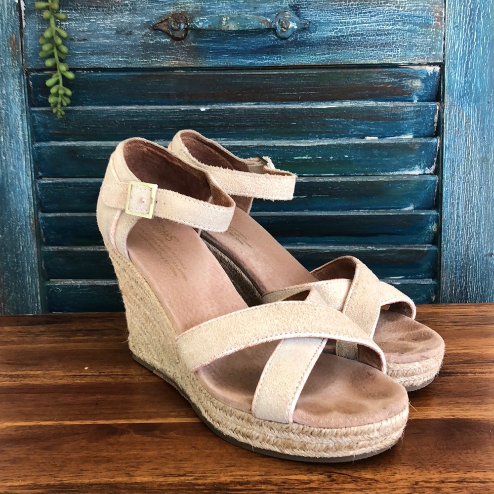 Toms Metallic suede Wedges Sandals